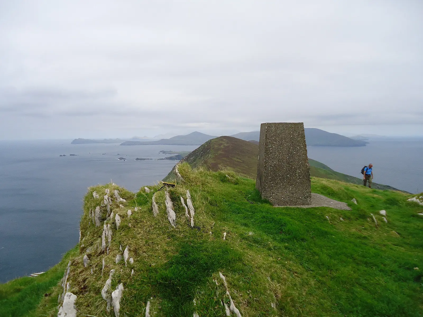 Rugged green slopes and coastline of Great Blasket Island