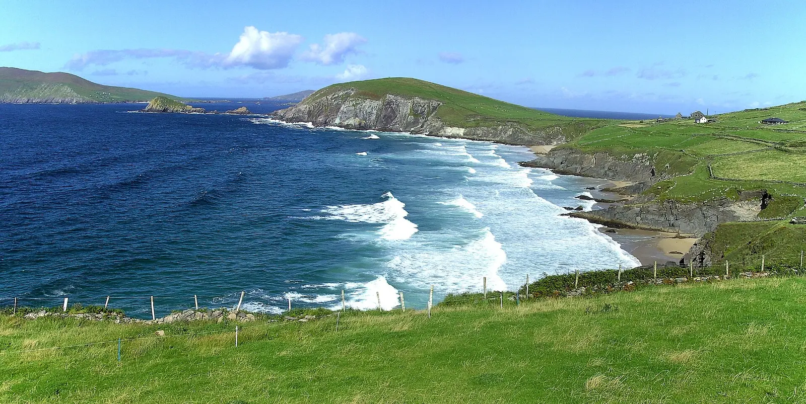 Green cliffs and Atlantic coves along Slea Head on the Dingle Peninsula