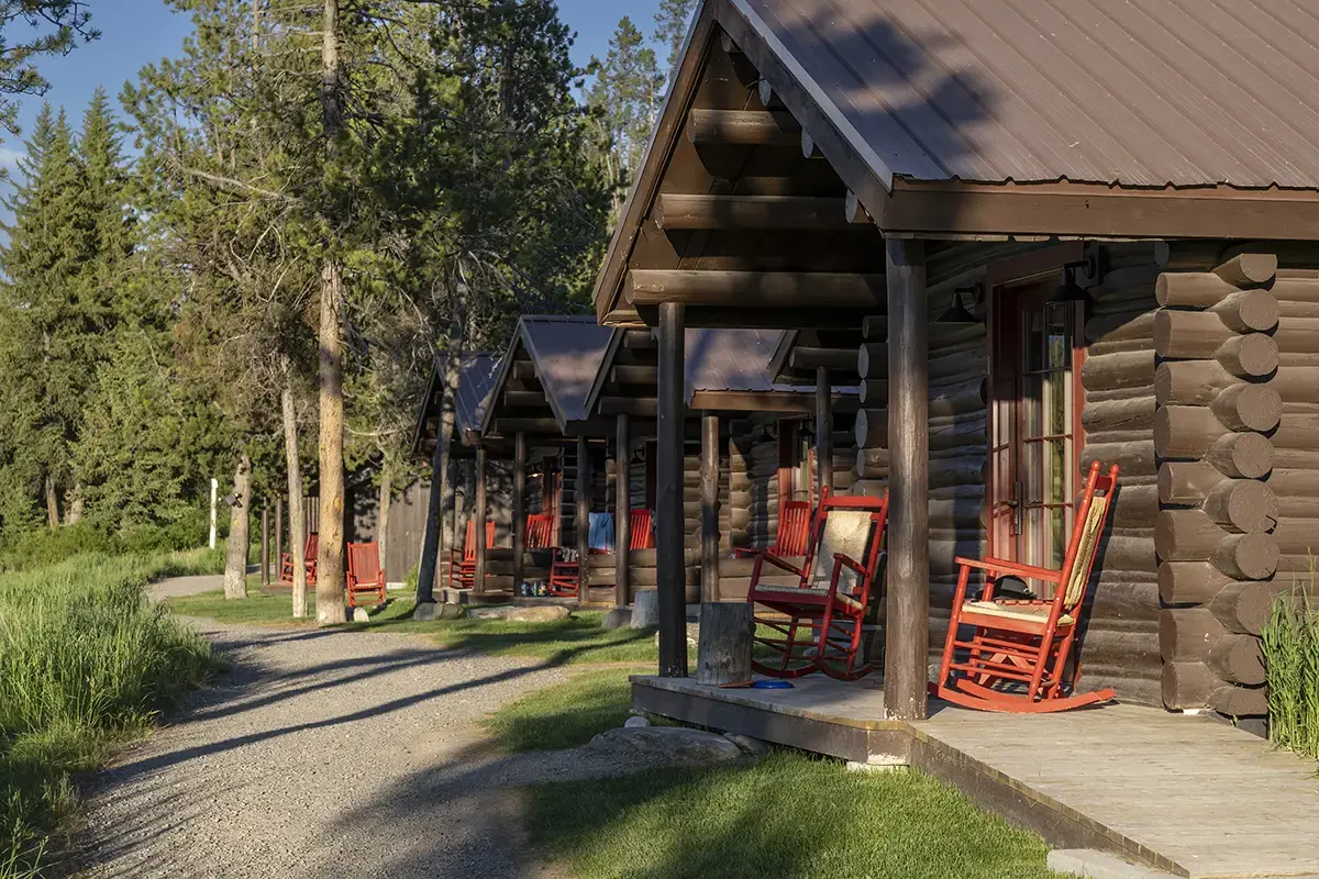 Morning light on the guest cabins at Turpin Meadow Ranch in summer