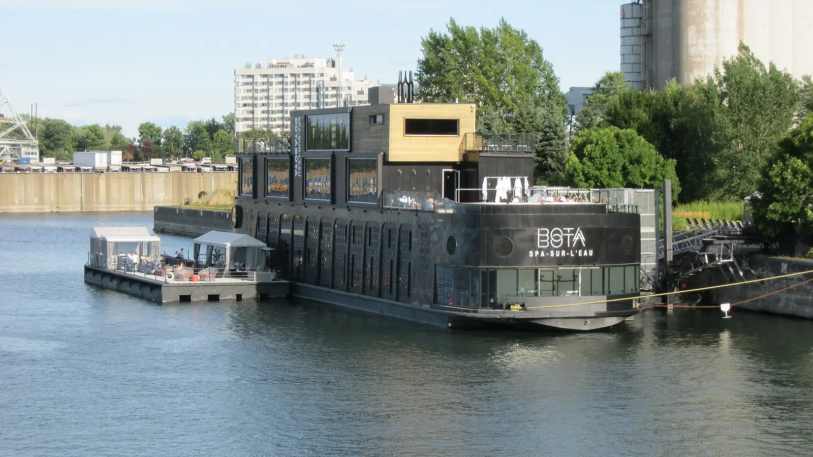 Bota Bota floating spa moored in Montreal's Old Port